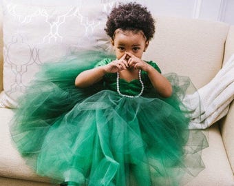 Green Flower Girl Dress | Emerald Flower Girl Dress | Girls Tutu dress | Tulle dress | Birthday dress | Formal Dress | Princess dress