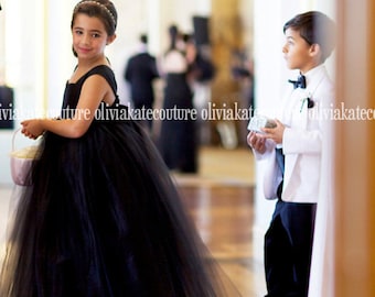 Black Tie Wedding, Black Tie flower girl dress, Formal flower girl dress, Modern Wedding, Flower Girl Dress, Floor Length girls dress