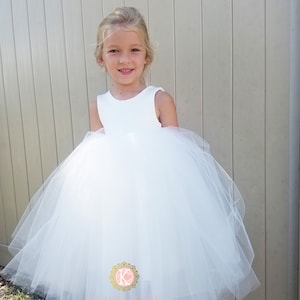 USA Made Elegant flower girl tulle baby dress white flower girl toddler dress ivory dress girls dress vintage style dress formal image 7