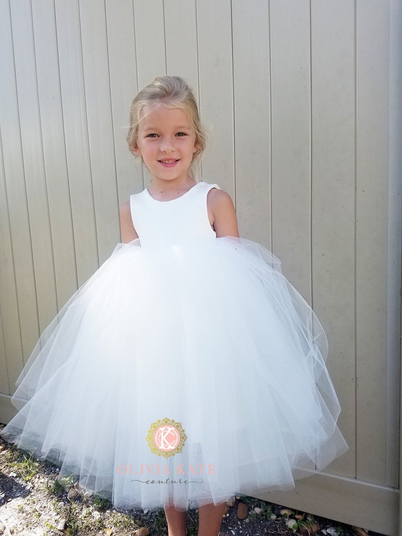 USA Made Elegant flower girl tulle baby dress white flower girl toddler dress ivory dress girls dress vintage style dress formal image 7