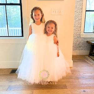 USA Made Floor Length flower girl tulle baby dress white flower girl toddler dress ivory dress girls dress handmade dress formal image 5
