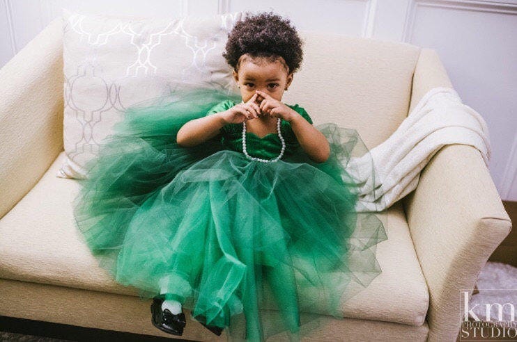 Little Girls Emerald Green Dress - Etsy