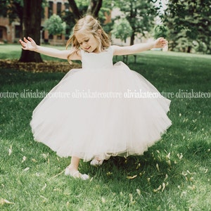 Peach Blush Flower Girl Dress Floor Length image 1