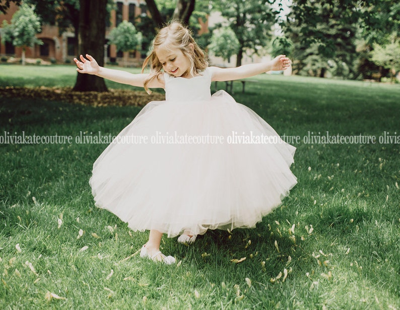 Peach Blush Flower Girl Dress Floor Length image 1