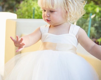 Toddler Baby Flower Girl Dresses, Tulle Tutu Princess Wedding White Dress, Ivory Flower Girls Dress, Wedding Dress Baby Tulle, Flower Girl