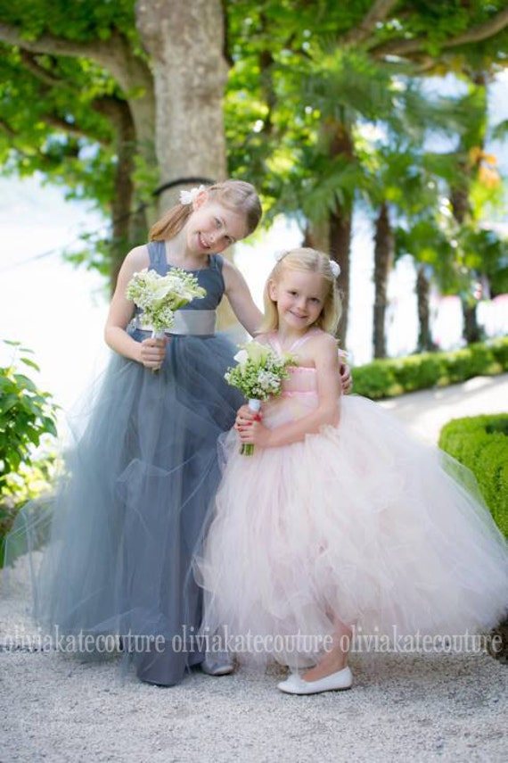 charcoal flower girl dress