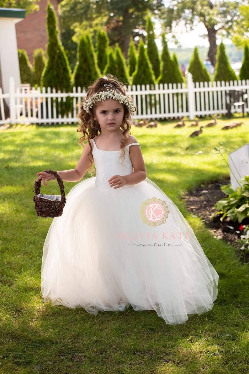 French Lace Flower Girl Dress Tulle Tutu Flower Girl Dresses image 0