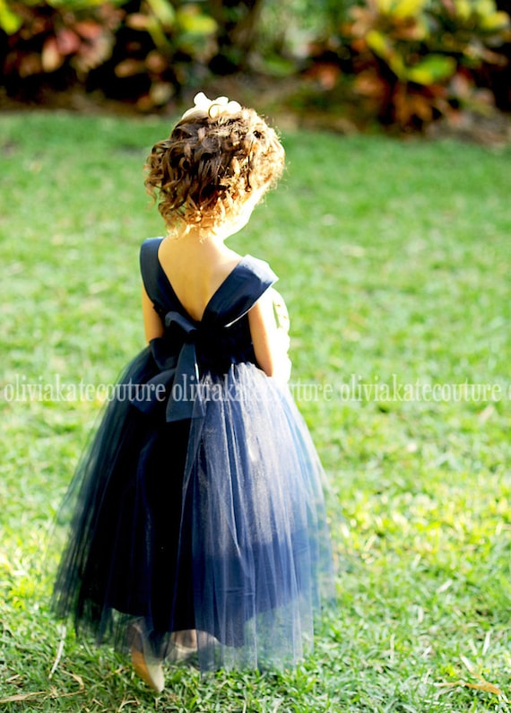 flower girl navy dress