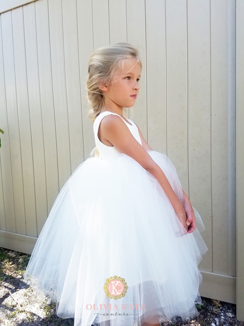 USA Made Elegant flower girl tulle baby dress white flower girl toddler dress ivory dress girls dress vintage style dress formal image 5