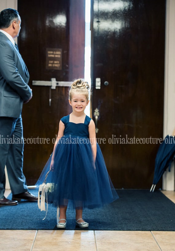 Navy Flower Girl Dress Toddler Tulle Tutu Dresses Baby Wedding