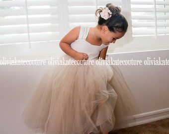 Rustic Weddings | Champagne Flower Girl Dresses | Tulle Tutu Flower Girl Dress | Toddler Dress | Princess Dresses