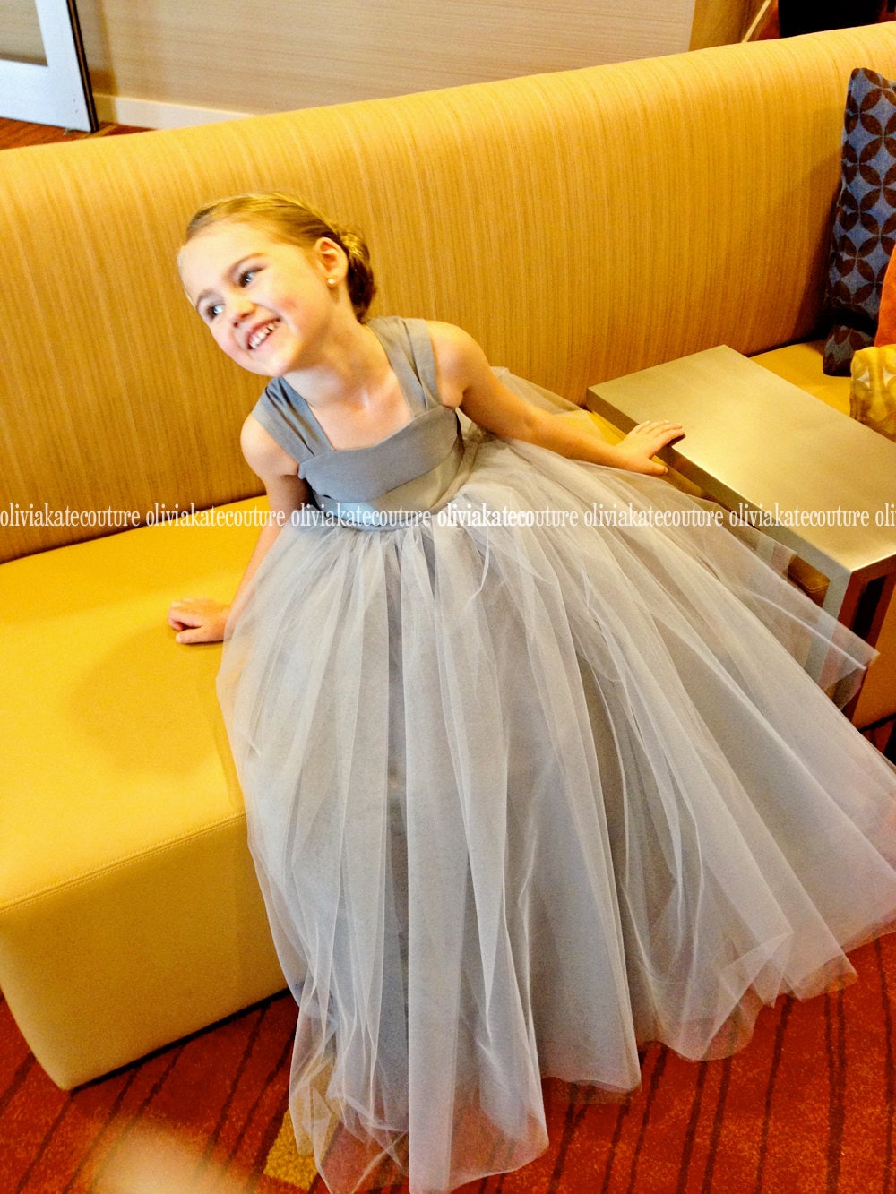 Gray Silver Flower Girl Dress Full ...