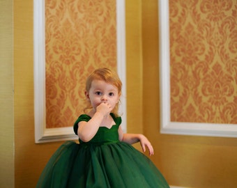 Emerald Flower Girl Dress