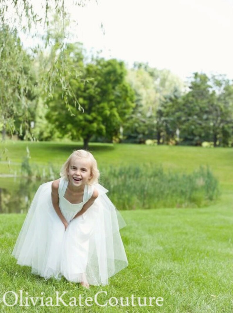 IVORY Flower Girl Dresses, Tulle Tutu Princess Baby Lace White Dress, Toddler Flower Girls Dress, Wedding Dress Baby Tulle Tutu, Flower Girl image 4