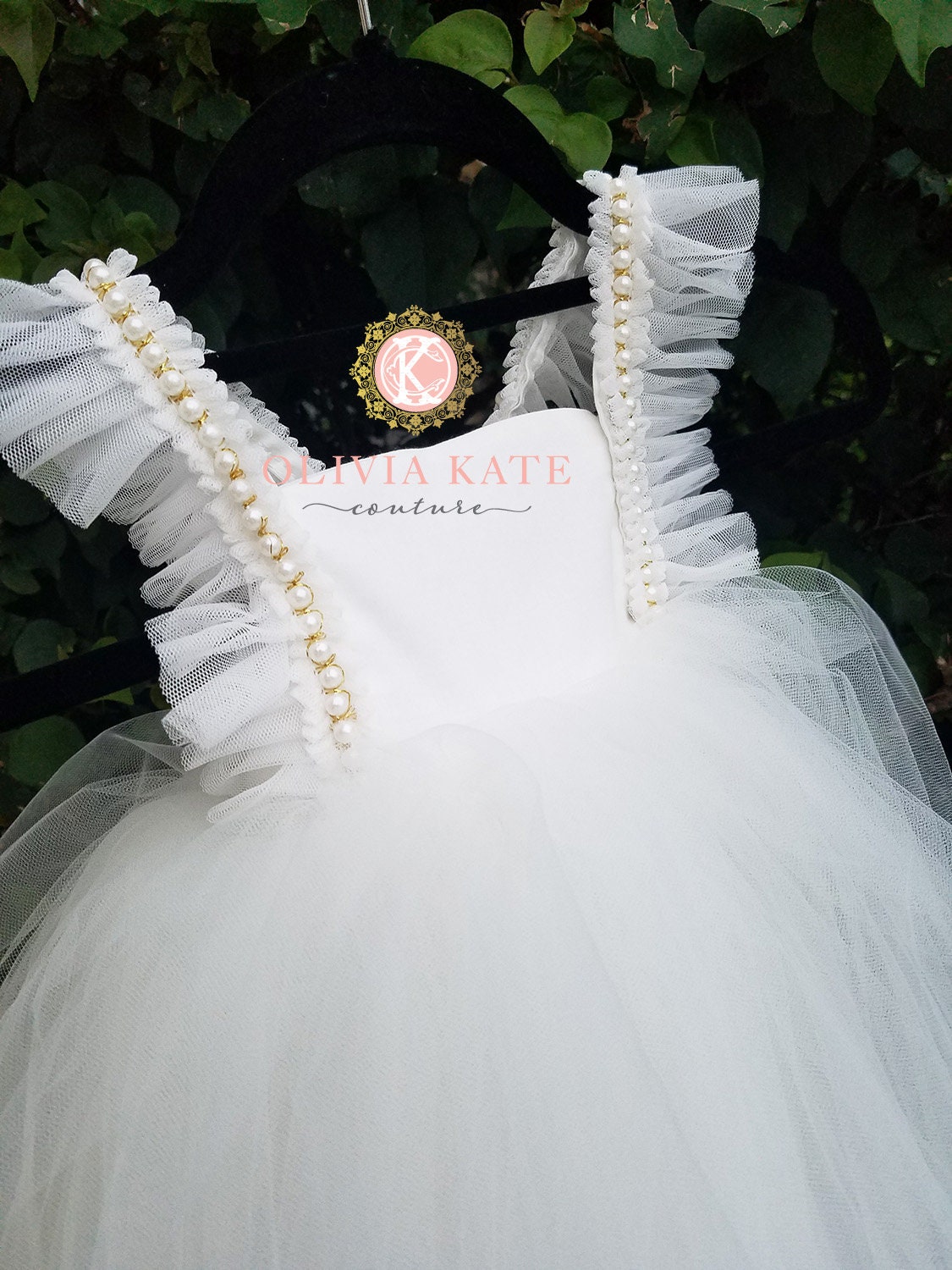 Pearl Flower Girl Dress Tulle Tutu Dresses Weddings V Back | Etsy
