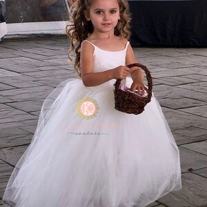 French Lace Flower Girl Dress, Tulle Tutu Flower Girl Dresses, Toddler Dress, Weddings image 2