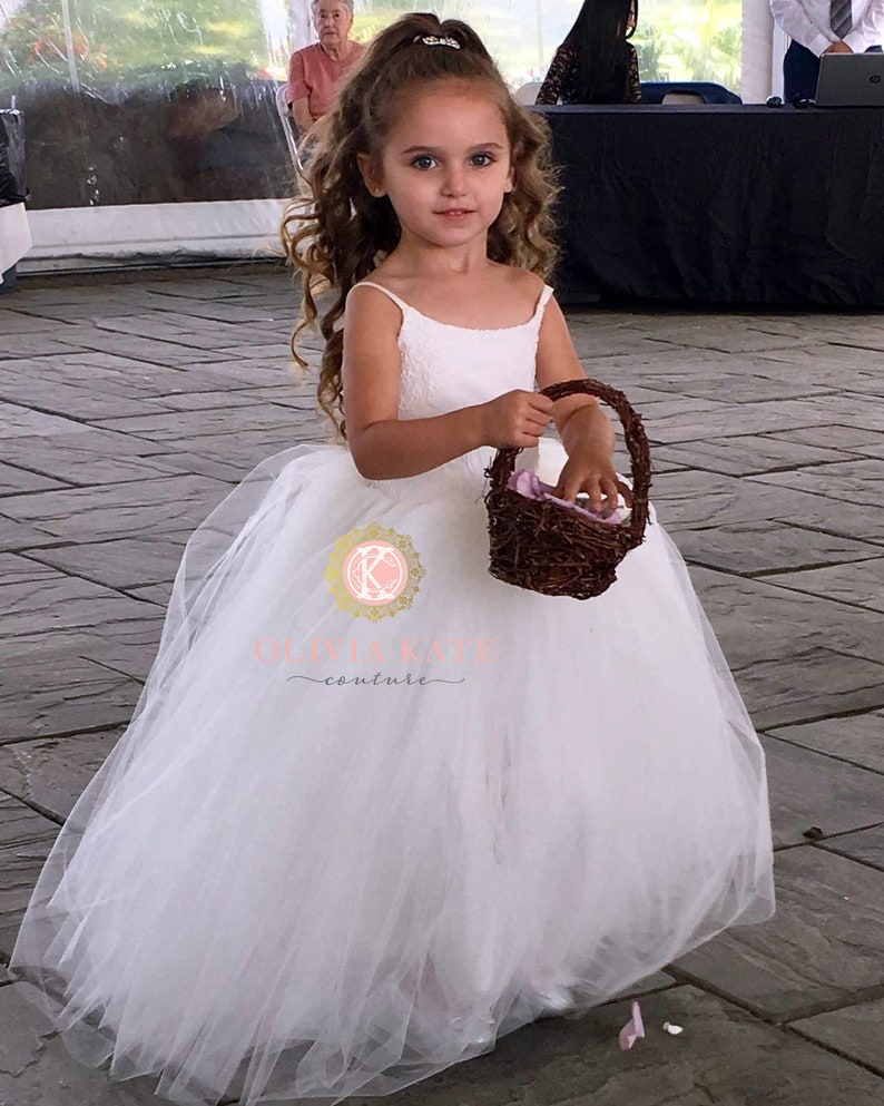 French Lace Flower Girl Dress, Tulle Tutu Flower Girl Dresses, Toddler Dress, Weddings image 2