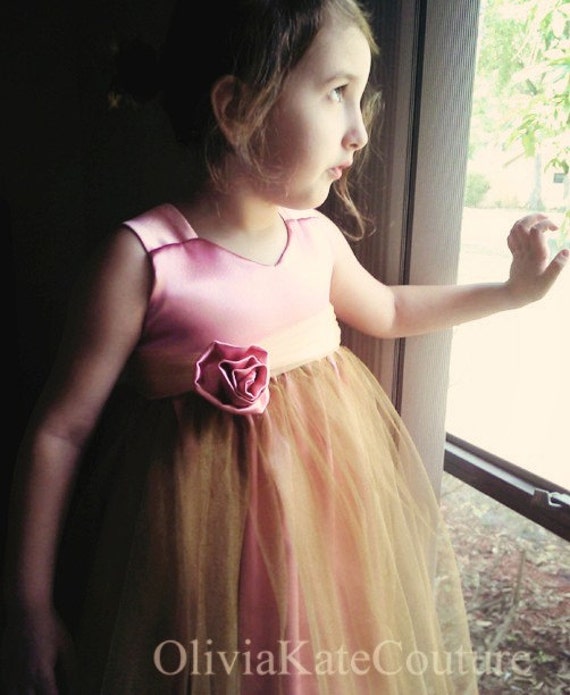 Purple Damask Flower Girl Dress