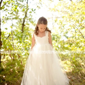 IVORY Floor Length Flower Girl Tulle Dresses, Flower Girl Dress, Tulle Tutu Princess Dress, Toddler Flower Girls Kids, Wedding Dress Baby image 1