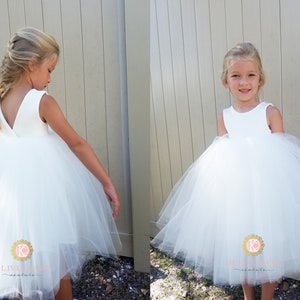 USA Made Elegant flower girl tulle baby dress white flower girl toddler dress ivory dress girls dress vintage style dress formal image 4