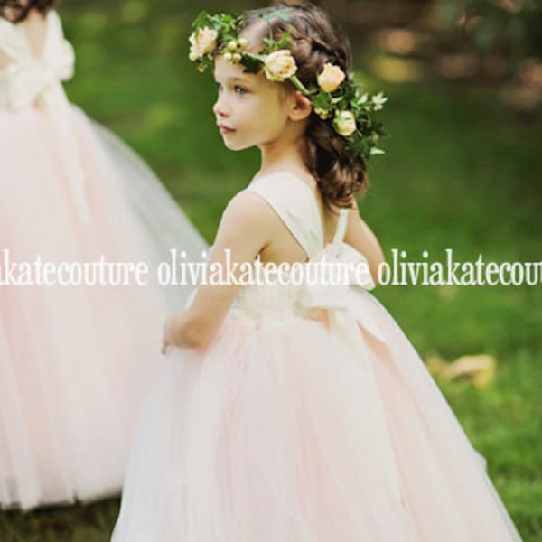 Blush Flower Girl Dress, Princess Toddler Tulle Dresses, Tutu Dresses, Floor Length Flower Girl Dresses, Weddings