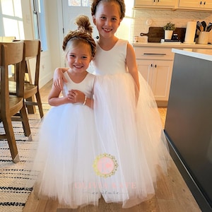 USA Made Floor Length flower girl tulle baby dress white flower girl toddler dress ivory dress girls dress handmade dress formal image 2