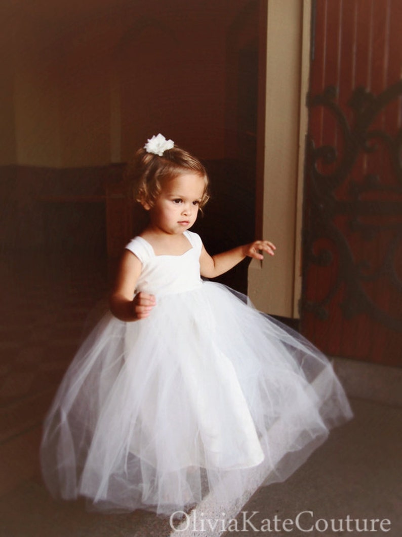 IVORY Flower Girl Dresses, Tulle Tutu Princess Baby Lace White Dress, Toddler Flower Girls Dress, Wedding Dress Baby Tulle Tutu, Flower Girl image 1