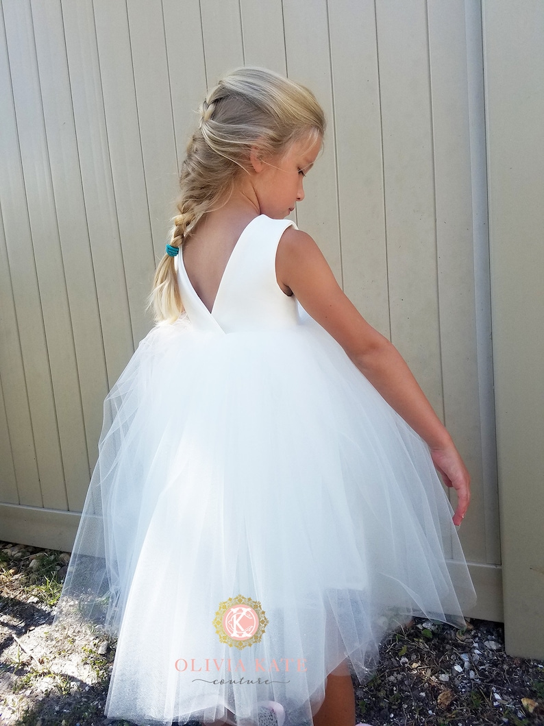 USA Made Elegant flower girl tulle baby dress white flower girl toddler dress ivory dress girls dress vintage style dress formal image 6