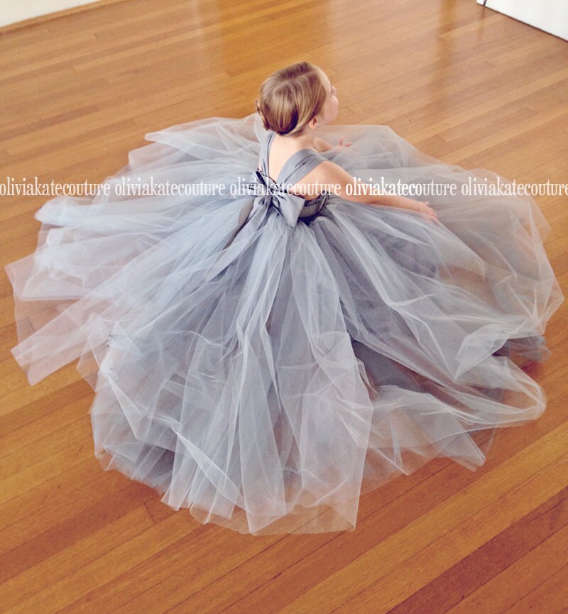 Silver Flower Girl Dresses Toddler Tutu Wedding Dress Etsy
