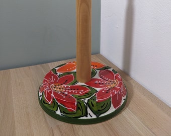 Porte-rouleau de cuisine vintage avec base en céramique d'Espagne