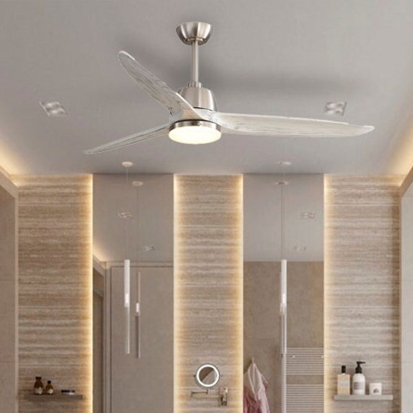 56″ Propeller Ceiling fan with light Modern pendant light Downrod Ceiling Fans with remote control Wood chandelier lighting kitchen, patio