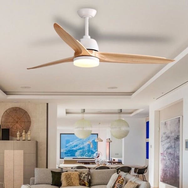 56″ Propeller Ceiling fan with light Modern pendant light Downrod Ceiling Fans with remote control Wood chandelier lighting kitchen, patio