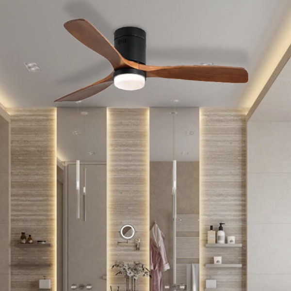 52″ Ceiling fan with light Low Profile fan Modern style pendant light Solid wood ceiling fan chandelier lighting for bedroom, patio ,living