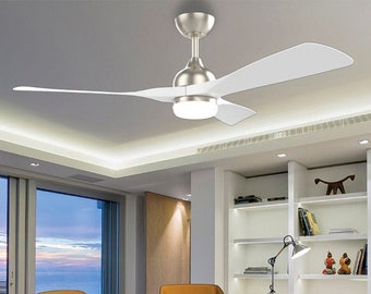 48″ Ceiling fan with light and remote Modern pendant light ABS chandelier Lighting for kitchen Retractable gold ceiling fans