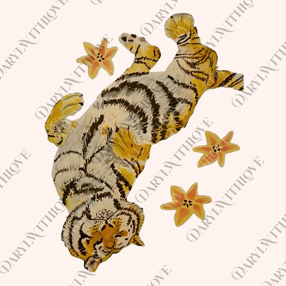 怠け者の虎 png、90年代の虎好きへの動物ギフト、野生の猫のデジタル