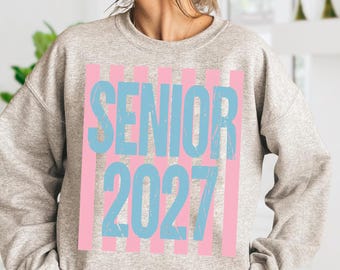 Senior 2027 PNG, School Spirit Vertical Stripes Digital Download
