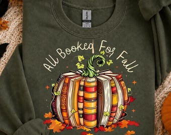 All Booked For Fall Pumpkin Books PNG, Autumn Digital Download, Watercolor Leaf Graphic