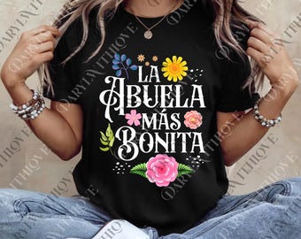 La Abuela Mas Bonita png, Spanish Grandma Digital, Cute Floral png, Colorful Abuela png, Mother's Day png