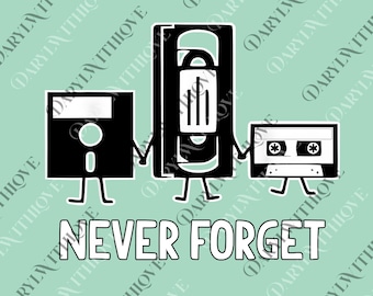 Nunca olvides la cinta de casete VHS para hombre, para gamers de la vieja escuela, muy divertida, png