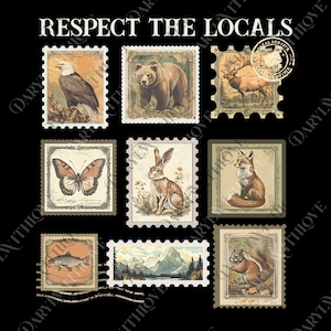 Respect The Local Wildlife png, Animal png, Gift For Nature Lover, National Parks png, Vintage Animals png