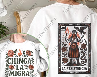 Chinga La Migra png, La Resistencia Latinx png, Abolish Ice Protest Digital, Latina Activist Loteria png, Chinga La Migra