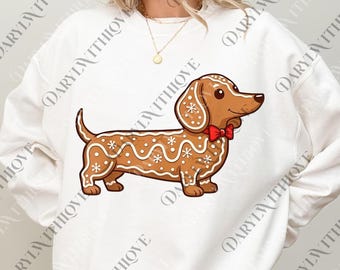 Dachshund Christmas Gingerbread Cookie Weiner Dog png, Funny Holiday Wiener Dog Meme Digital, Cute Christmas Dachshund png