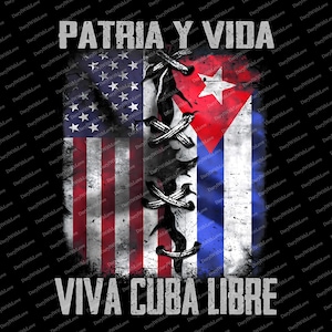 Patria y Vida Viva Cuba Libre PNG, Cuban Freedom Political Sublimation, Vintage Cuban File, Cuban Pride and Resistance Digital Download