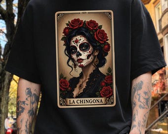 La Chingona Day of the Dead PNG, Sugar Skull Woman Digital Download, Ornate Border Graphic