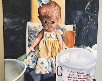 Number 5 in The Antique Store series oil on canvas 12x12 Vintage Doll