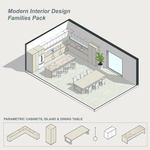 Modern Interior Design Families Pack | Parametric Cabinets, Island ...