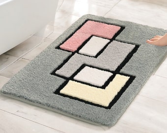 Minimal Bath Mat for Bathroom, Bath Mat for Bathroom Decor, Anti Slip Bath Mat, Absorbent Bath Mat, Bathroom Accessories