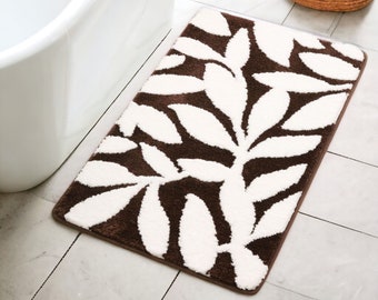 Tapis de bain fleuri pour salle de bain, Tapis de bain minimaliste, Tapis de bain antidérapant, Tapis de bain absorbant, Accessoires de salle de bain