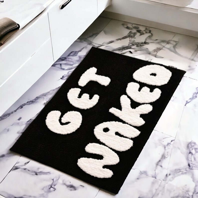 Bath Mat for Bathroom, Minimal Bath Mat, Anti Slip Bath Mat, Absorbent Bath Mat, Bathroom Accessories Black