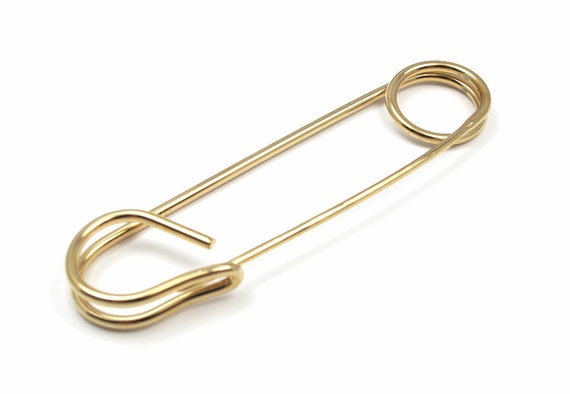 Huge Vintage Gold Plated Safety Pin